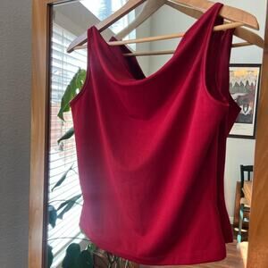 Red cowl neck top